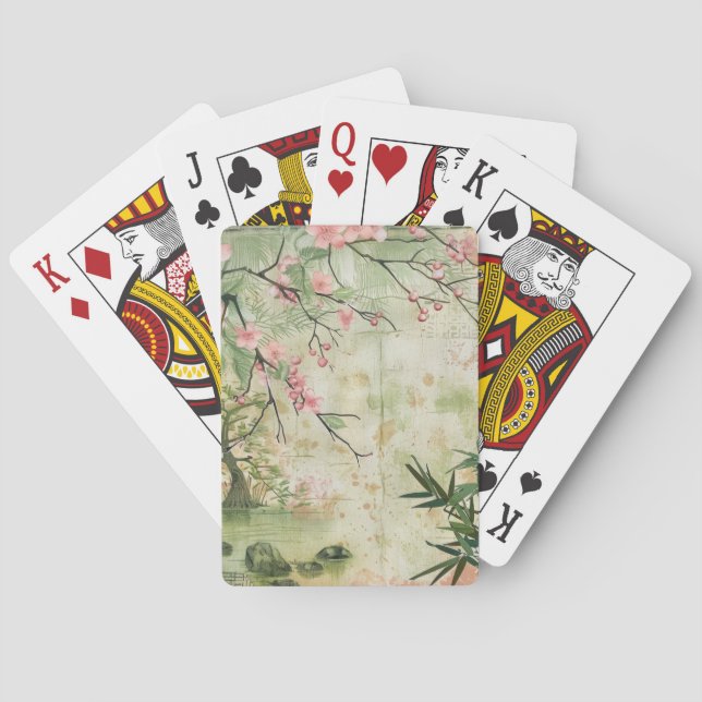 Cherry Blossom Garden Scene (5) Playing Cards (Back)