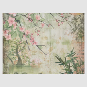 Cherry Blossom Garden Scene (5) Tissue Paper
