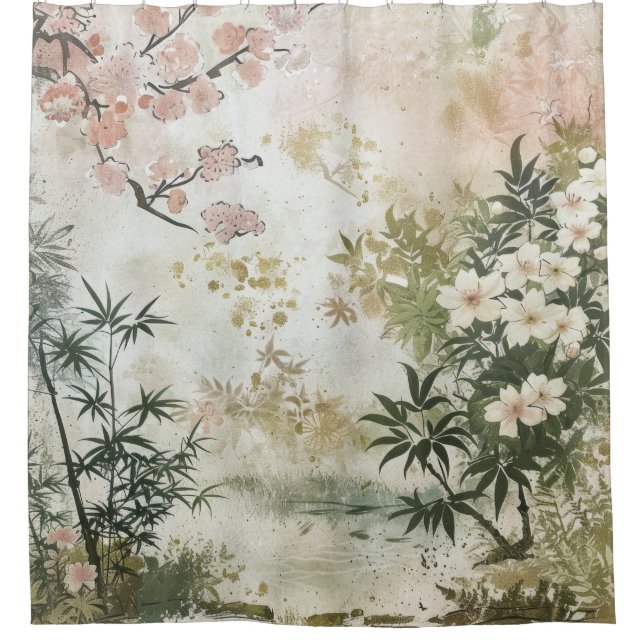 Cherry Blossom Garden Scene (6) Shower Curtain (Front)