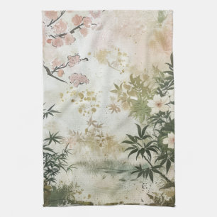 Cherry Blossom Garden Scene (6) Tea Towel