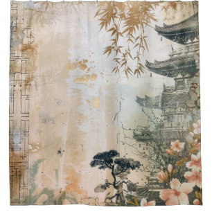 Cherry Blossom Garden Scene (7) Shower Curtain