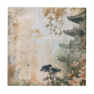 Cherry Blossom Garden Scene (7) Tile