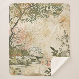Cherry Blossom Garden Scene (8) Sherpa Blanket