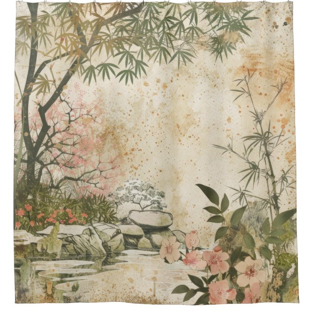 Cherry Blossom Garden Scene (8) Shower Curtain (Front)