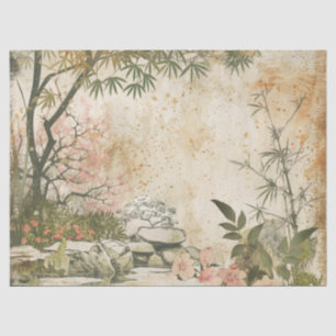 Cherry Blossom Garden Scene (8) Tissue Paper