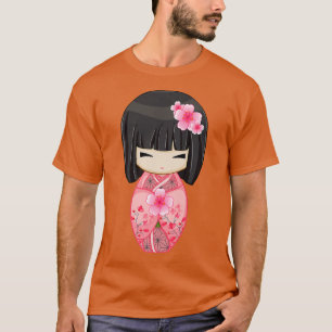 Cherry Blossom Geisha Japanese Kokeshi Doll T-Shirt