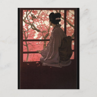 CHERRY BLOSSOM GEISHA POSTCARD