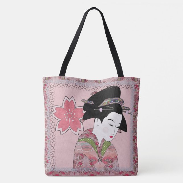 Cherry Blossom Geisha Tote Bag (Back)