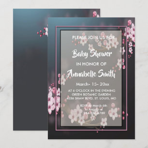 Cherry Blossom Geometric Floral   Baby Shower Invitation