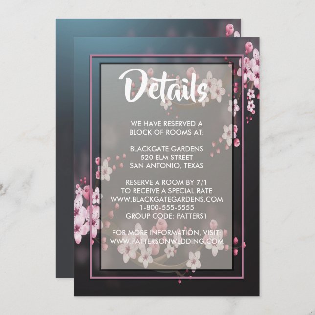 Cherry Blossom Geometric Floral Enclosure Invitation (Front/Back)