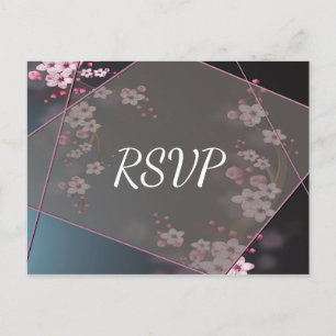 Cherry Blossom Geometric Floral  RSVP Invitation Postcard
