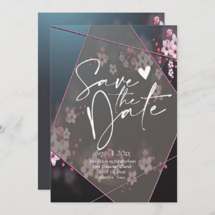 Cherry Blossom Geometric Floral save the date Invi Invitation