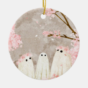 Cherry Blossom Ghosts Ceramic Tree Decoration