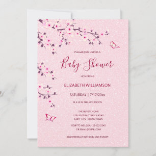 Cherry Blossom Girl Baby Shower  Invitation