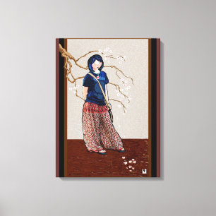 cherry blossom girl brown version canvas print