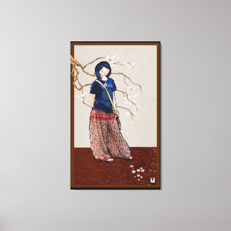 cherry blossom girl brown version canvas print