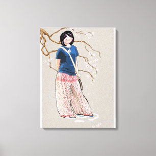 cherry blossom girl light version canvas print