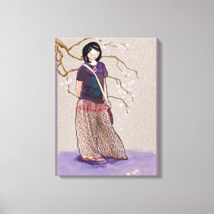 cherry blossom girl mauve pink version canvas print