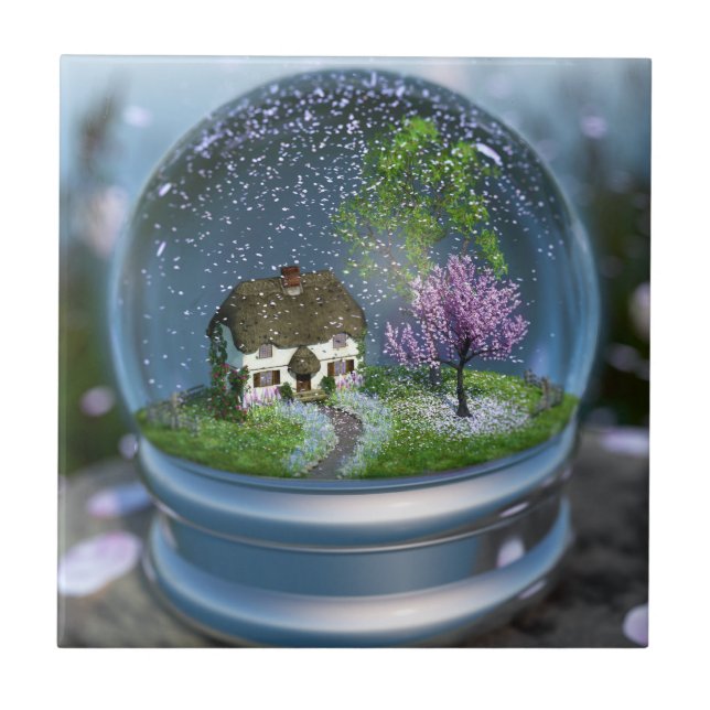 Cherry Blossom Globe Decorative Tile (Front)