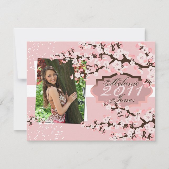 Cherry Blossom Grad Announcement & Invitation (Front)