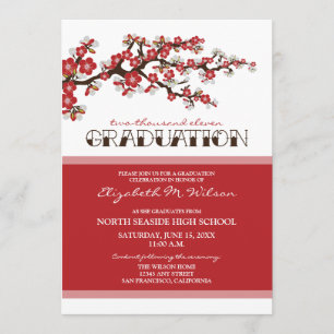 Cherry Blossom Graduation Announcement (red)