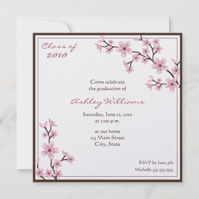 Cherry Blossom Graduation Invitations (Front)