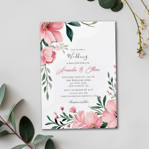 Cherry Blossom Greenery Bridal Delight Wedding Invitation