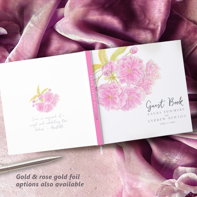 Cherry blossom hand watercolor wedding guest book (Creator Uploaded)