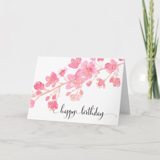 Cherry Blossom Happy Birthday Card (Front)