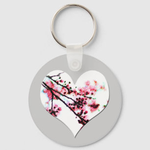 Cherry Blossom Heart Key Ring