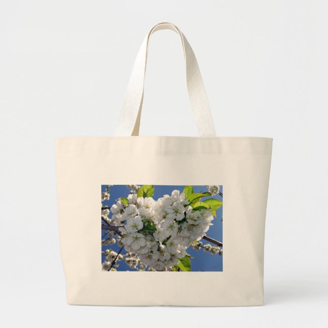 Cherry blossom heart large tote bag (Front)
