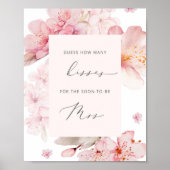 Cherry blossom how many kisses bridal shower game poster (Front)