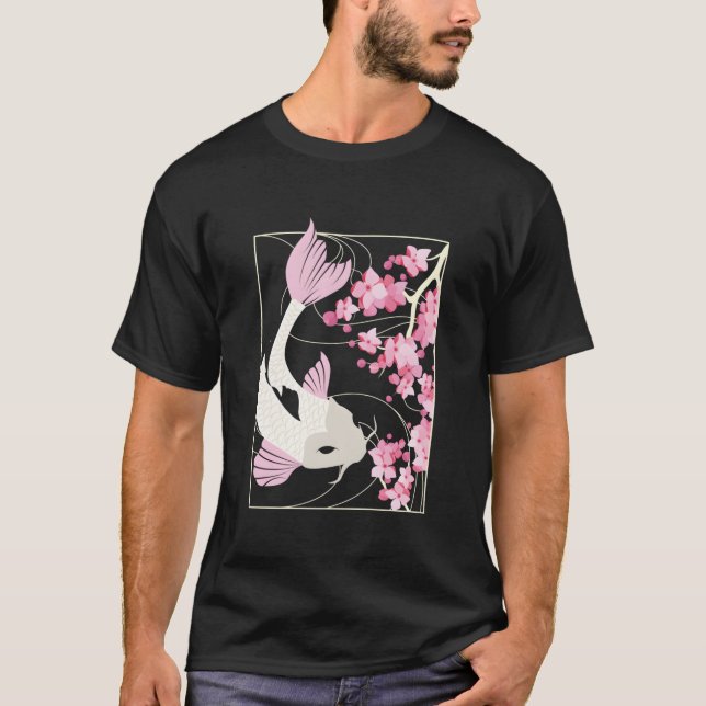 Cherry Blossom I Japanese Fish I Koi Carp T-Shirt (Front)