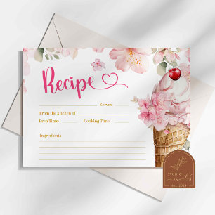 Cherry Blossom Ice Cream Bridal Shower Recipe Card