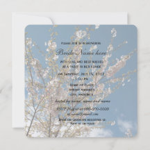 cherry blossom in blue sky bridal shower invitatio