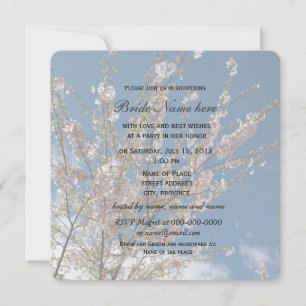 cherry blossom in blue sky bridal shower invitatio invitation