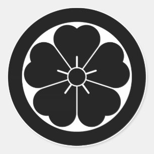 Cherry blossom in circle classic round sticker