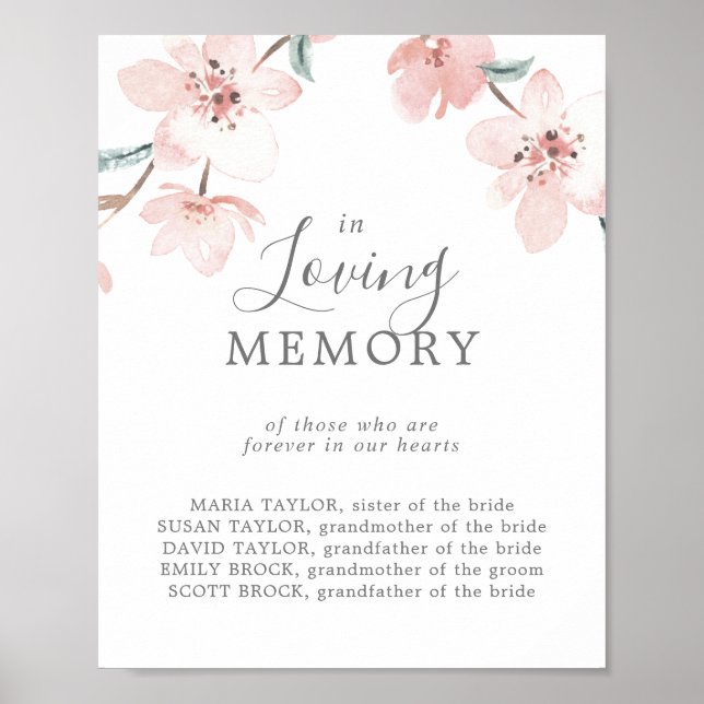 Cherry Blossom In Loving Memory Memorial Sign (Front)