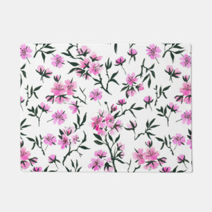 Cherry blossom in pink and blue doormat