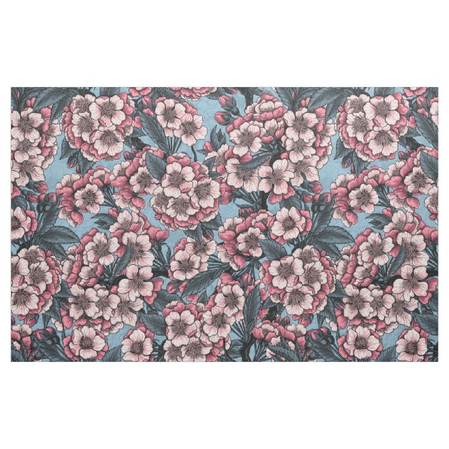 Cherry blossom in pink and blue fabric (Fat Quarter)