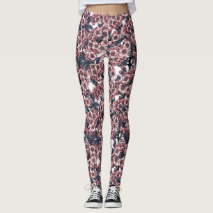 Cherry blossom in pink and blue leggings