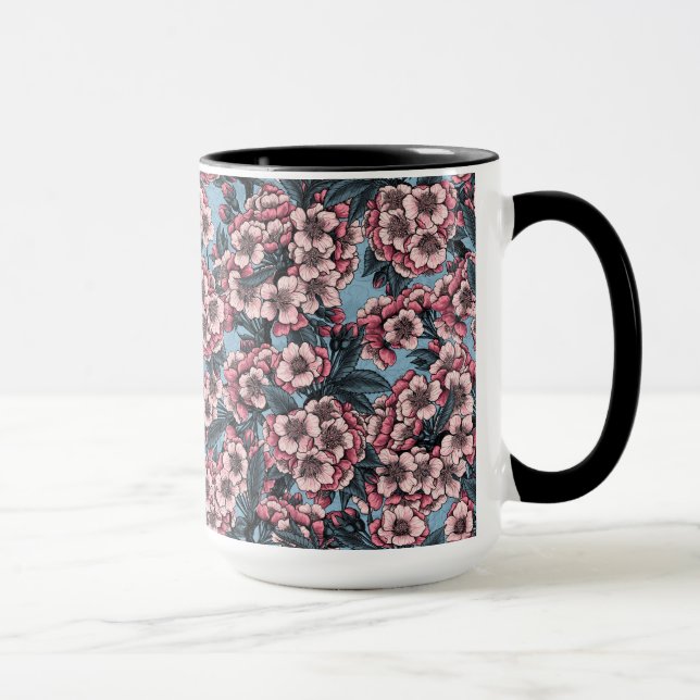 Cherry blossom in pink and blue mug (Right)