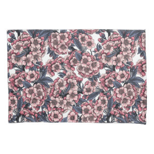Cherry blossom in pink and blue pillowcase