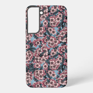 Cherry blossom in pink and blue samsung galaxy case