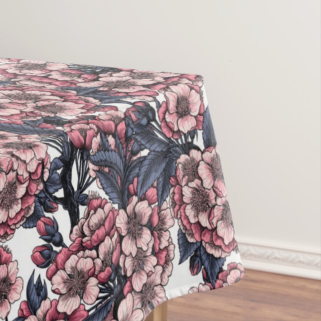 Cherry blossom in pink and blue tablecloth (In Situ)