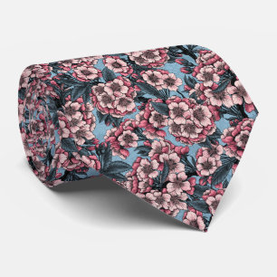 Cherry blossom in pink and blue tie