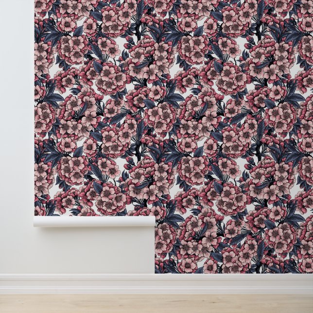 Cherry blossom in pink and blue wallpaper (Application)