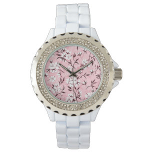 Cherry blossom in pink and blue watch