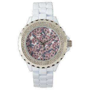 Cherry blossom in pink and blue watch