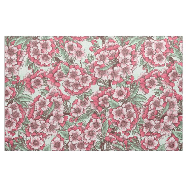 Cherry blossom in pink and mint fabric (Fat Quarter)